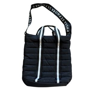 Sephora Quilted Nylon Tote Bag Black Puffer Crossbody Travel Gym Laptop Daily